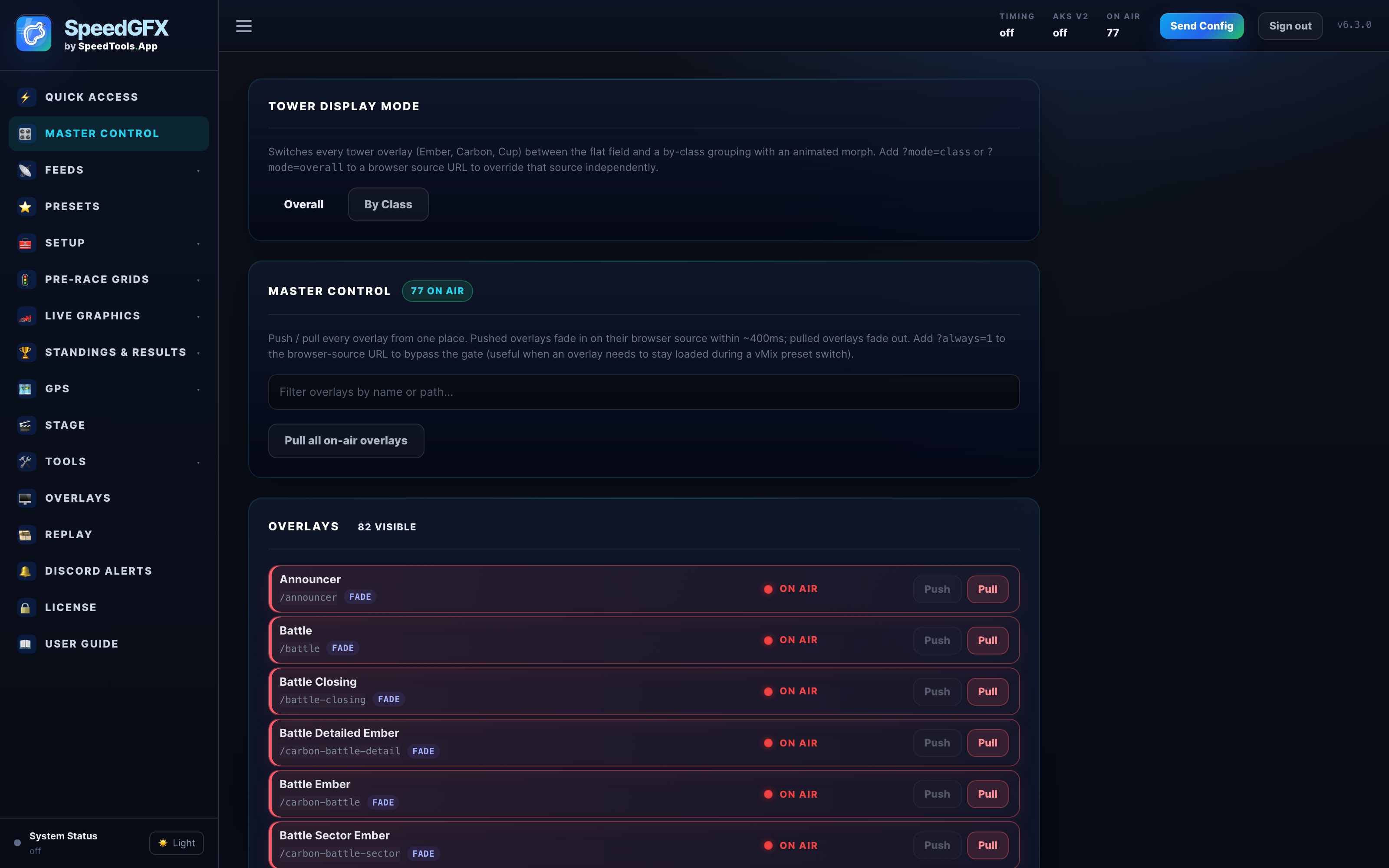 SpeedGFX Master Control console